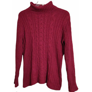 GITANO WOMENS RED GLITTERY CABLE KNIT SWEATER LONG SLEEVE TURTLENECK SIZE 18/20W